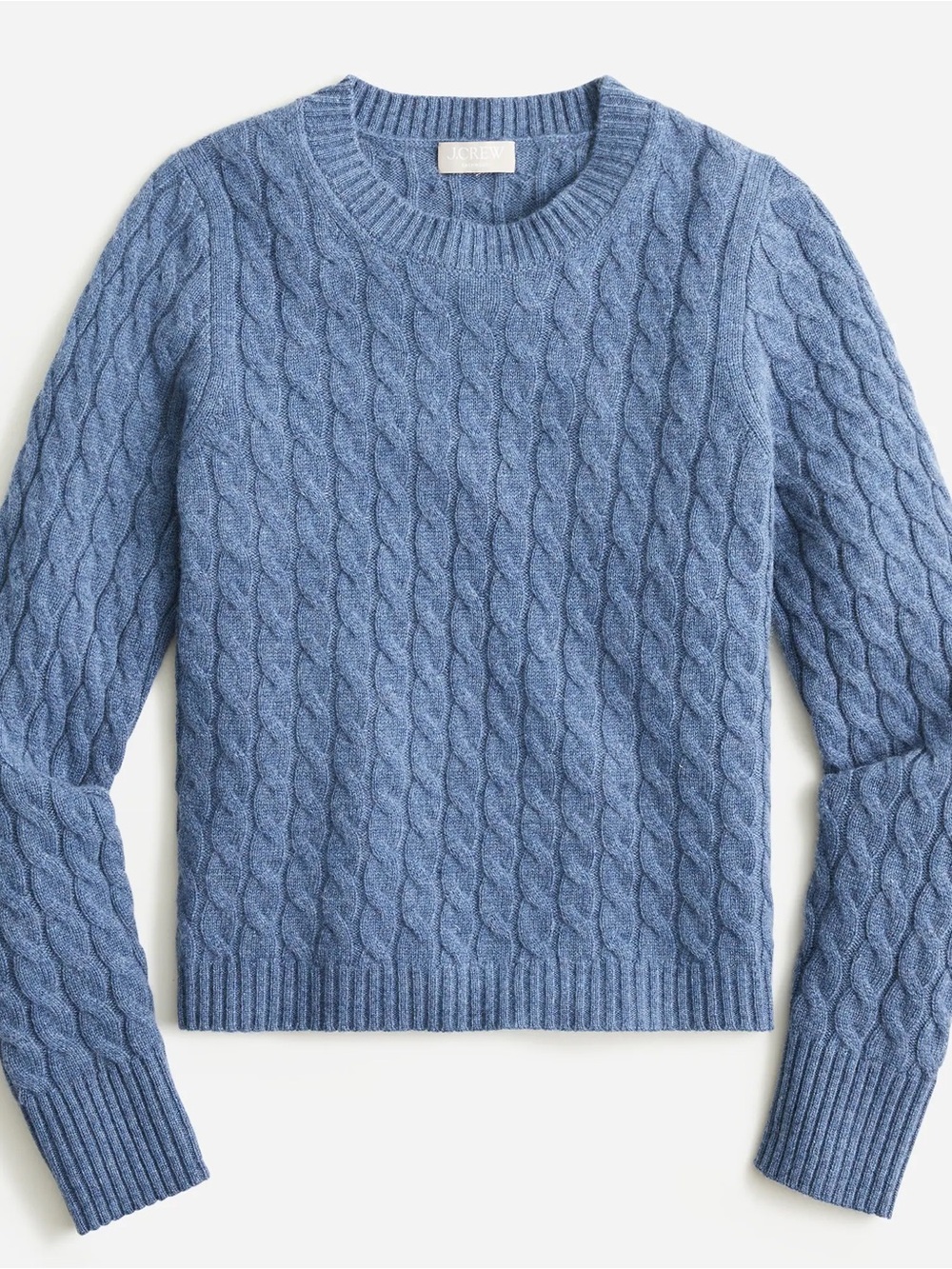 J. Crew Women's Dusty Blue Cable-Knit Crewneck Sweater